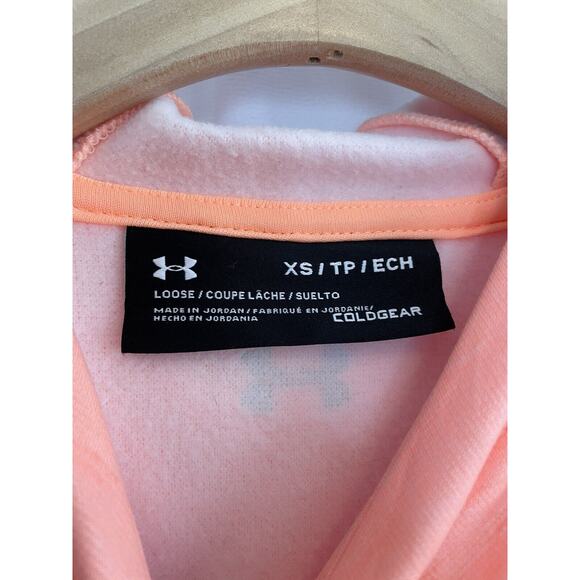 Under Armour Women's Cold Gear Mock Neck Loose Orange Peach Hoodie Size XS - Picture 3 of 7